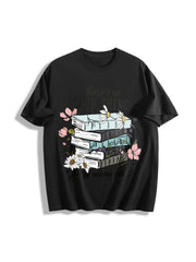 Book Lover There's No Such Thing as Too Many Books Cotton T-Shirt in Black