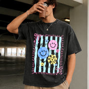 Happy to See Your Face Vintage Washed T-Shirt in Black