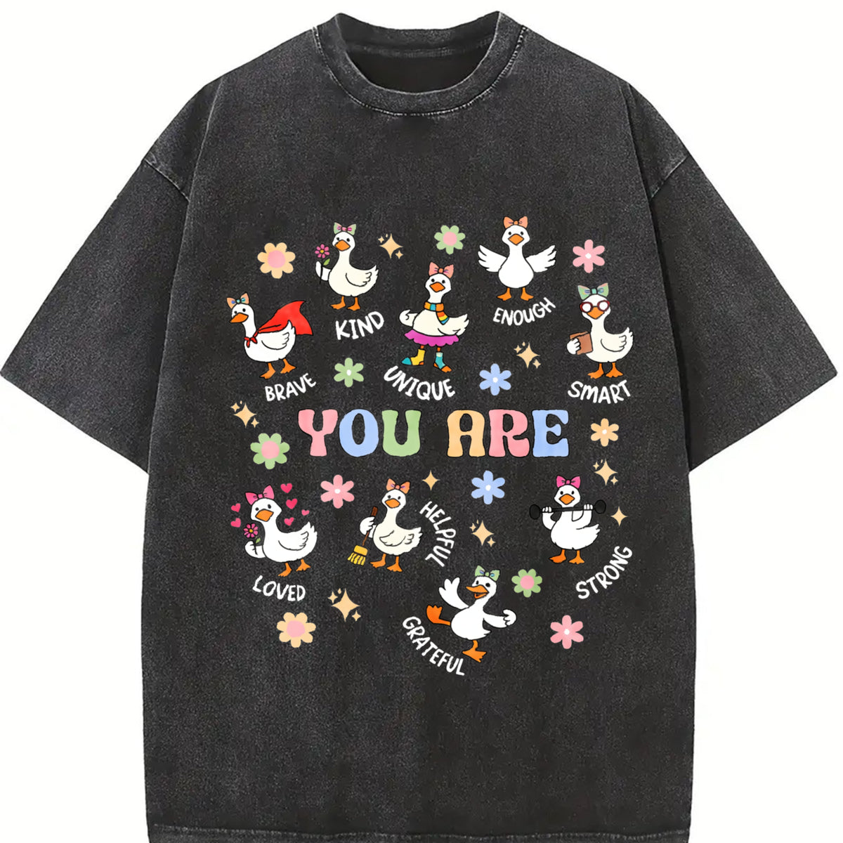 Silly Goose You Are Kind Vintage Washed T-Shirt in Black