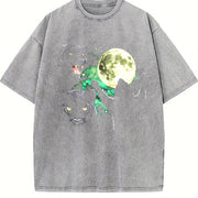 Black Panther Moon Vintage Washed T-Shirt in Gray