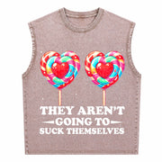 They Aren't Going to Suck Themselves Inappropriate Vintage Washed Tank Top in Brown