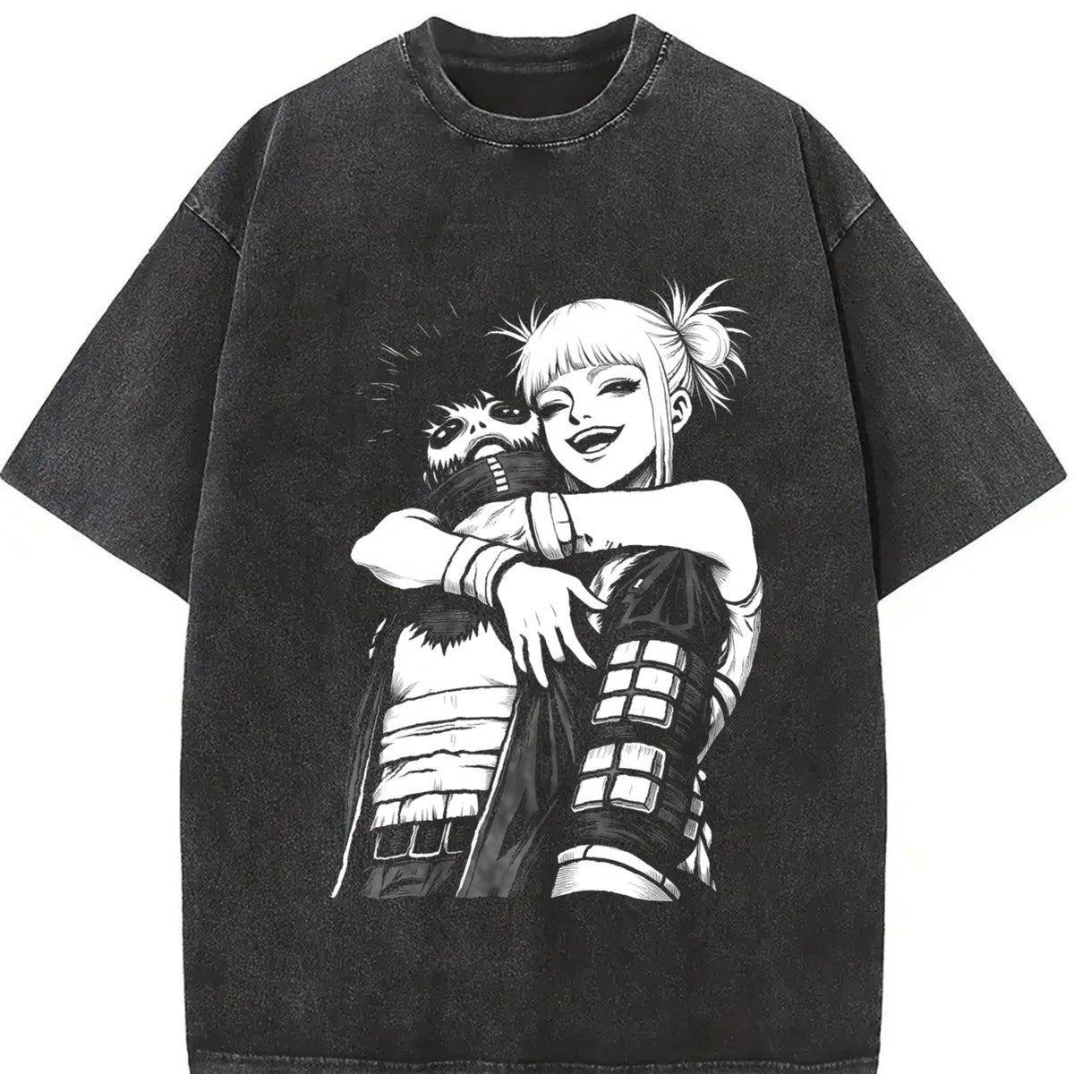 Dabi x Toga My Hero Academia Anime vintage washed oversized T-shirt in Black