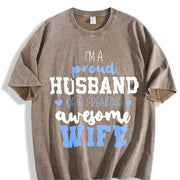 Proud Husband of a Freaking Awesome Wife Vintage Washed T-Shirt in Brown