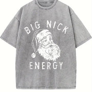 Big Nick Energy Santa Vintage Washed T-Shirt in Gray