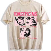 Distressed Stylish Vintage Washed T-Shirt in Beige