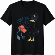 Cuff Em Goose Nurse Cotton T-Shirt in Black