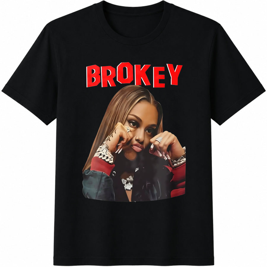 Brokey Portrait Cotton T-Shirt in Black