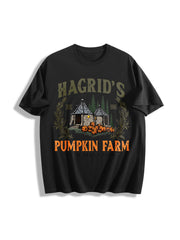 Hagrid's Pumpkin Patch Cotton T-Shirt in Black