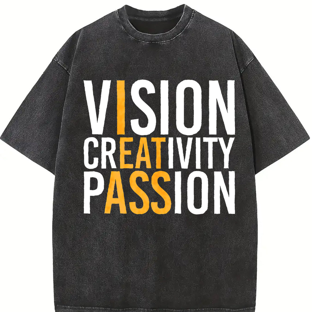 Vision Creativity Passion Smooth Basic vintage washed oversized T-shirt in Black