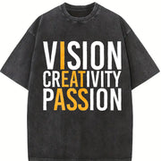 Vision Creativity Passion Smooth Basic vintage washed oversized T-shirt in Black