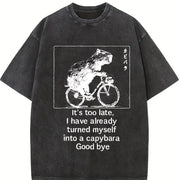 It's Too Late, I've Already Turned Into a Capybara Vintage Washed T-Shirt in Black