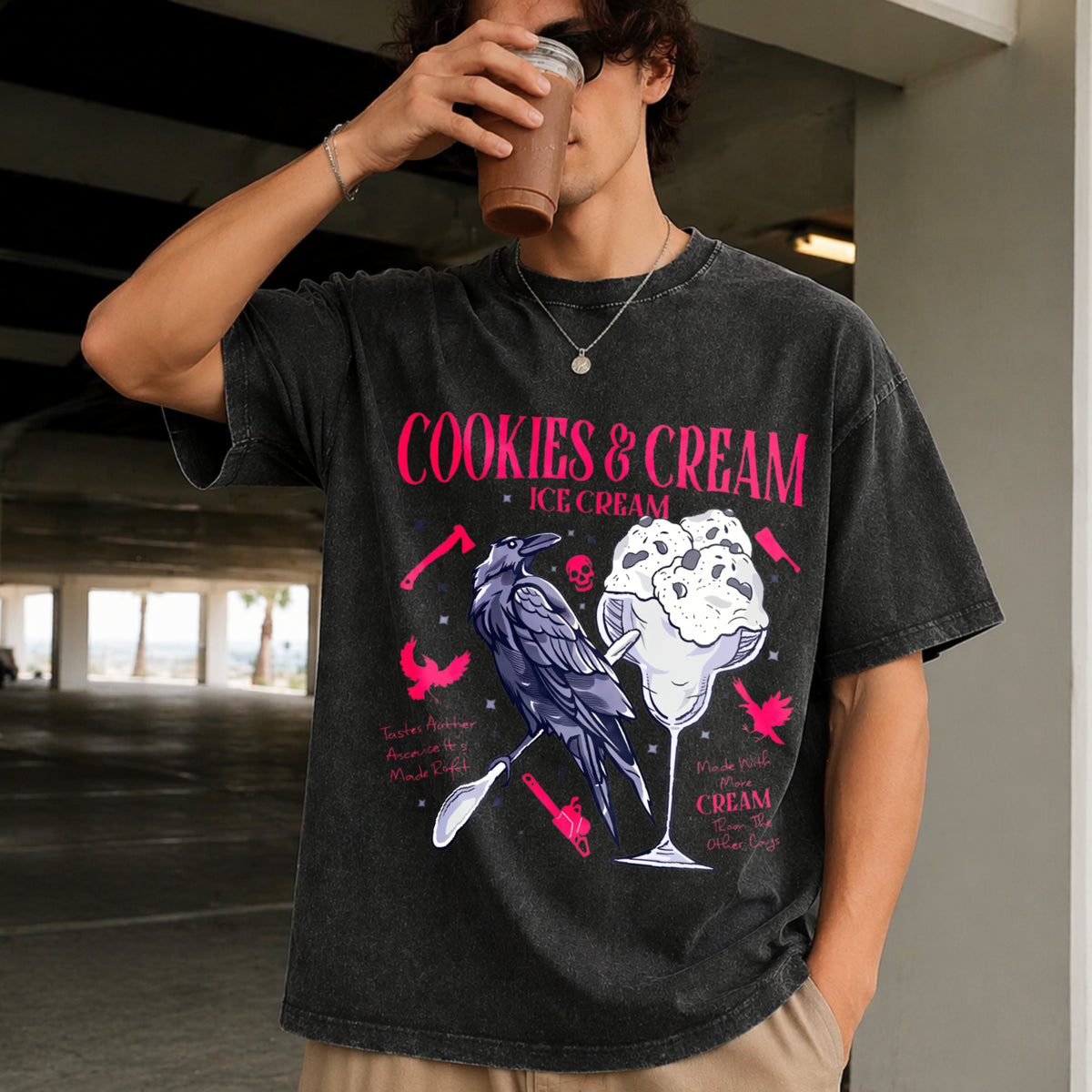 Butcher Blackbird Dark Romance Vintage Washed T-Shirt in Black