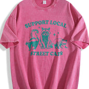 Support Your Local Street Cats Vintage Washed T-Shirt in Red