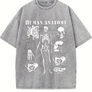 Anatomy Chart Human Body Diagram Vintage Washed T-Shirt in Gray