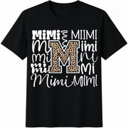 Mimi Leopard Letter Cotton T-Shirt in Black