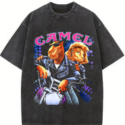 Joe Camel Joe Camel Motorcycle AD Custom vintage washed oversized T-shirt in Black