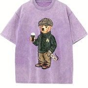 Y2K St Patricks Day Bear Vintage Washed T-Shirt in Purple