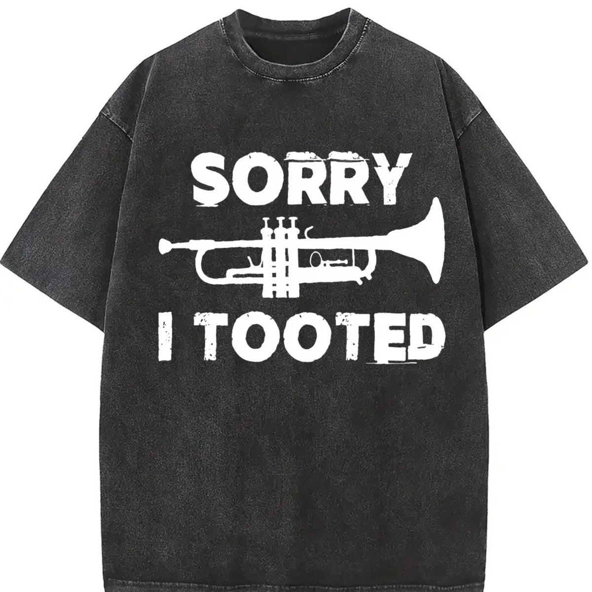 Trumpet Sorry I Tooted Vintage Washed T-Shirt in Black