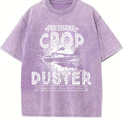 Professional Crop Duster Sarcastic Humor Farting for Guys Vintage Washed T-Shirt in Purple