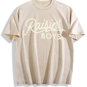 Raising Boys Boy Mom Mama Vintage Washed T-Shirt in Beige