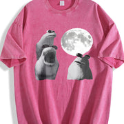 Viral Moon Frog Meme Vintage Washed T-Shirt in Red