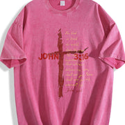 ✝️ JOHN 3:16 Love Jesus God Vintage Washed T-Shirt in Red
