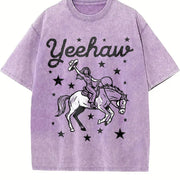Yeehaw Cowgirl Rodeo Vintage Washed T-Shirt in Purple