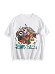 Halloween Scary Care Scare Bears Cotton T-Shirt in White