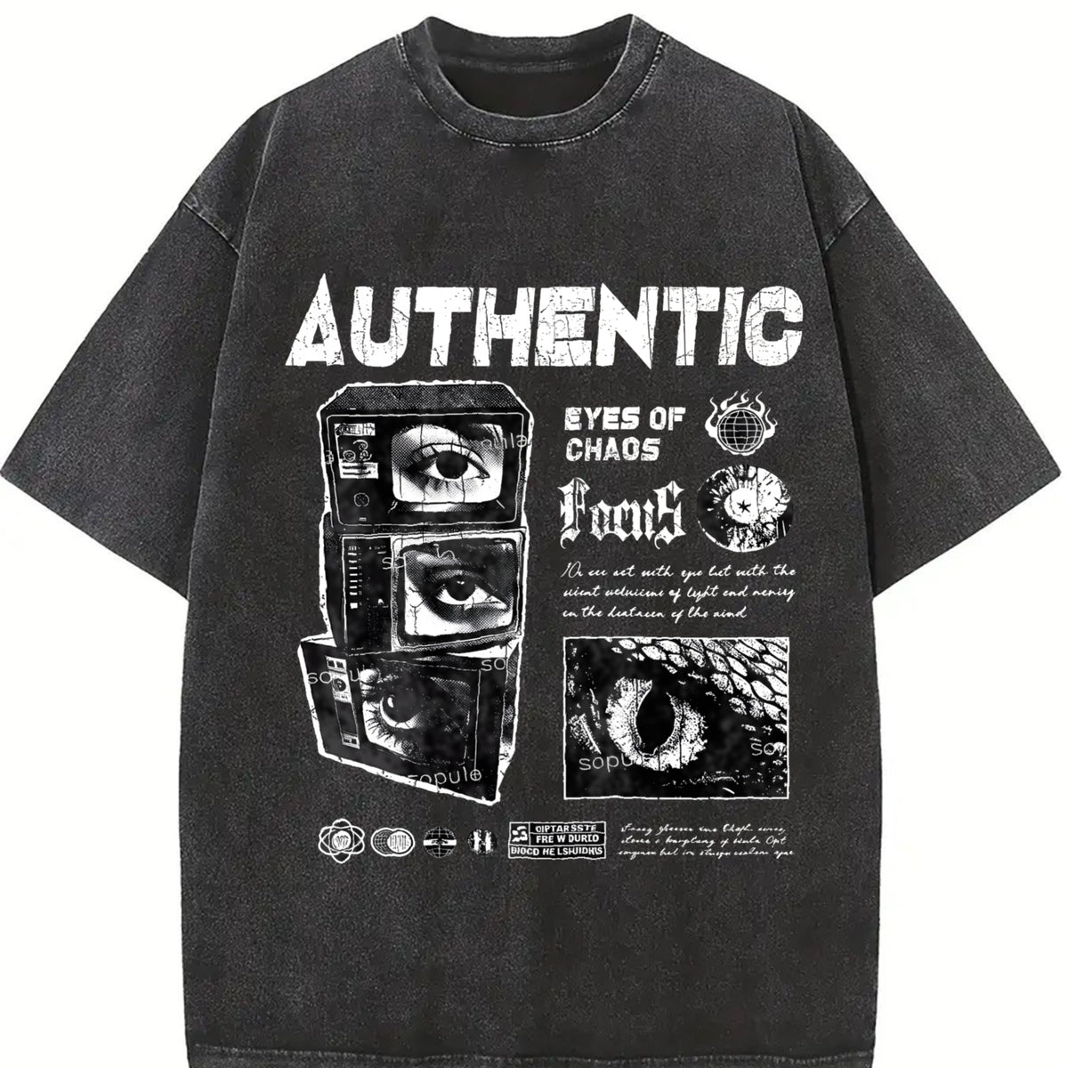Authentic Eyes of Chaos Tank Vintage Washed T-Shirt in Black