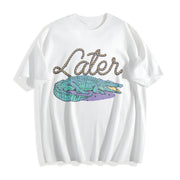 Later Gator Alligator Cotton T-Shirt in White
