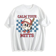 Baseball Game Day T-mom Cotton T-Shirt in White