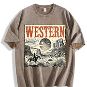 Western Wanderlust 90s Vintage Washed T-Shirt in Brown