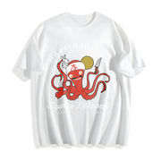 With Octopus Fashionable Cotton T-Shirt in White