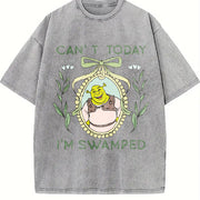 Shrek Coquette Floral Vintage Washed T-Shirt in Gray