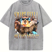 Smart Fella or Fart Smella 90s Vintage Washed T-Shirt in Gray