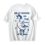 Retro Silly Goose Silly Goose on the Loose Cotton T-Shirt in White