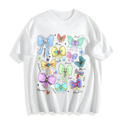 Coquette Bows Watercolor Prinncess Cotton T-Shirt in White