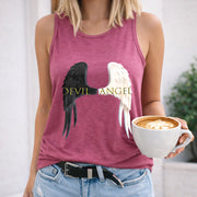 Devil Angel Sleeveless Tank Women's Color Cotton Tank Top in Red
