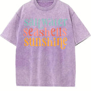 Pastel Pink & Ora Coastal Vintage Washed T-Shirt in Purple