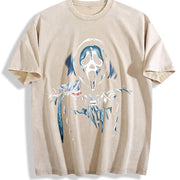 Dead by Daylight Ghost Face – Smooth Prints for Man vintage washed oversized T-shirt in Beige