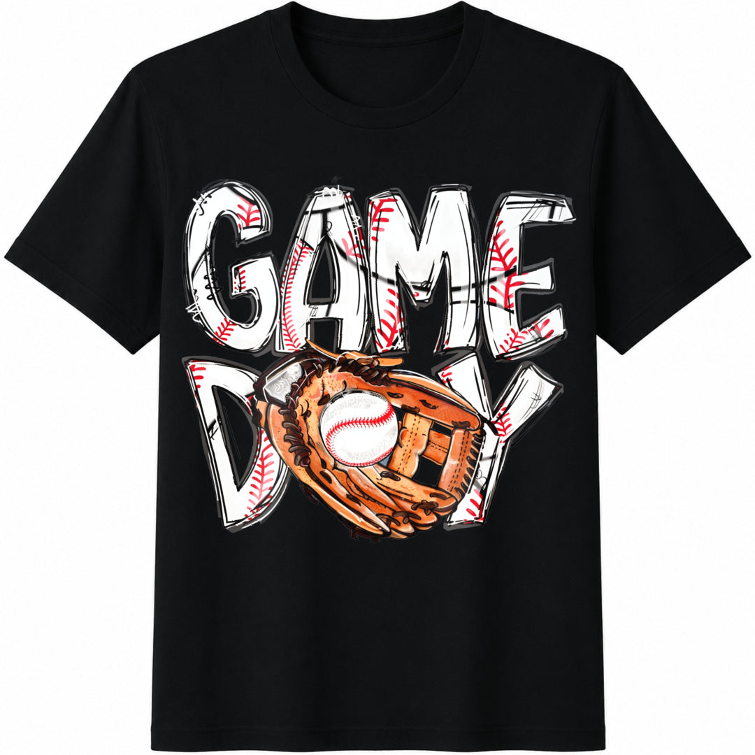 Game Day Cute Softball Cotton T-Shirt in Black
