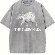The Carbonara Cappybara 90s Vintage Washed T-Shirt in Gray