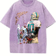 Tyreek Hill Cheetah Football Hands Behind Back Celly TD vintage washed oversized T-shirt in Purple