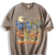 Retro Spooky Season 90s Vintage Washed T-Shirt in Brown