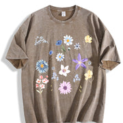 Blooms and Wild Flowers 90s Vintage Washed T-Shirt in Brown