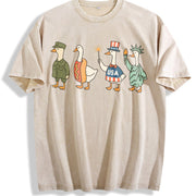 4th of July USA Vintage Washed T-Shirt in Beige