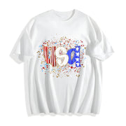 USA 4th of July Tank Patriotic Independence Day Matching Cotton T-Shirt in White