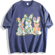 Brushstroke Easter Peter Cottontail vintage washed oversized T-shirt in Blue