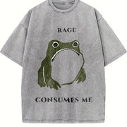 Rage Consumes Me Frog Vintage Washed T-Shirt in Gray