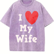 I Love My Wife Vintage Washed T-Shirt in Purple
